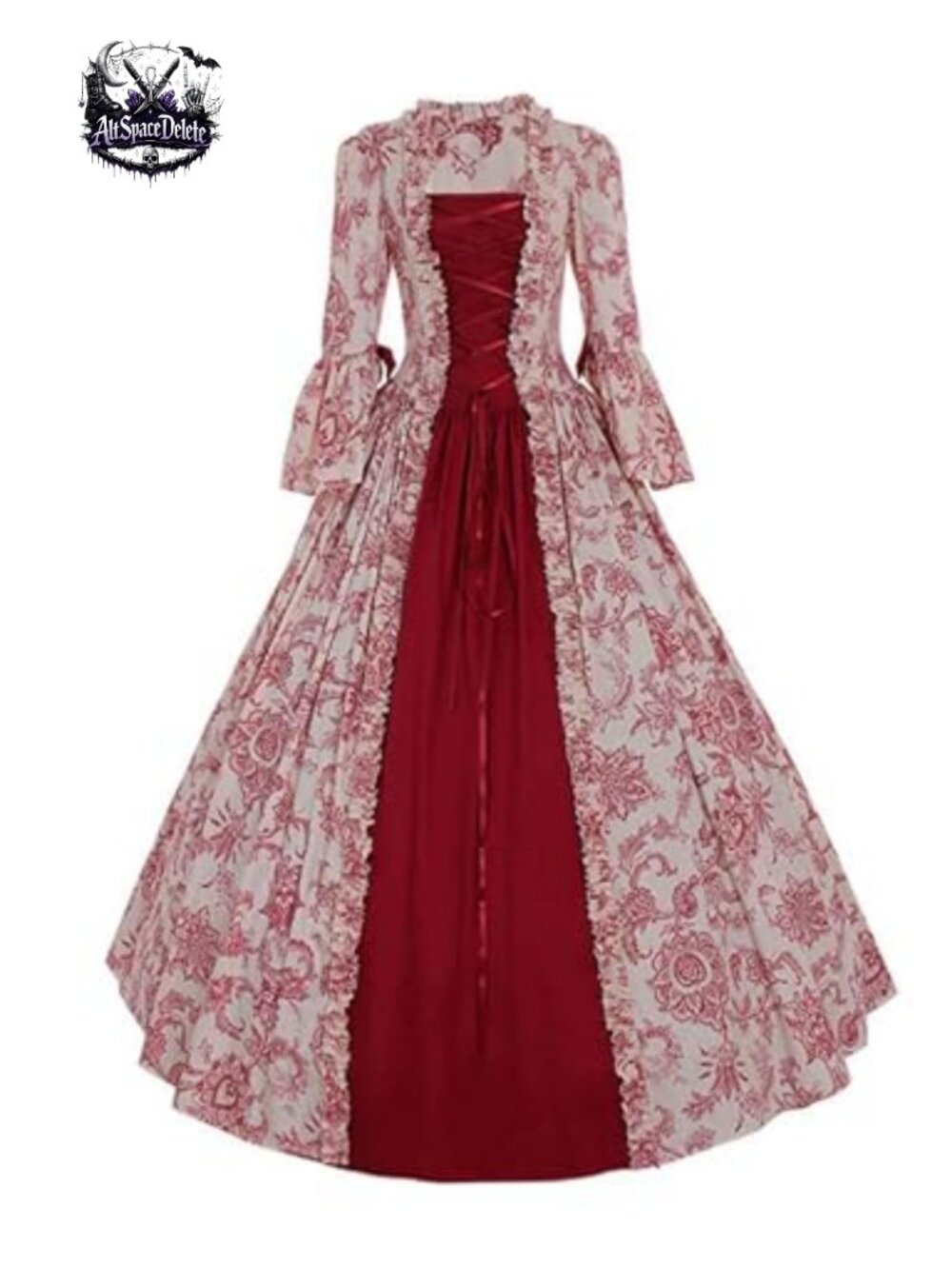 Victorian Rococo Dress Horn Sleeve Costume Evening Cosplay